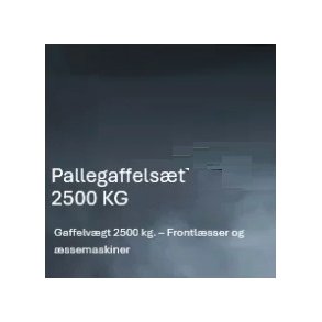 Pallegaffels&aelig;t max. last 2500 kg.