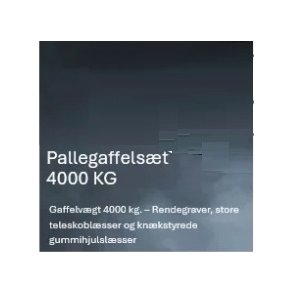 Pallegaffels&aelig;t max. last 4000 kg.